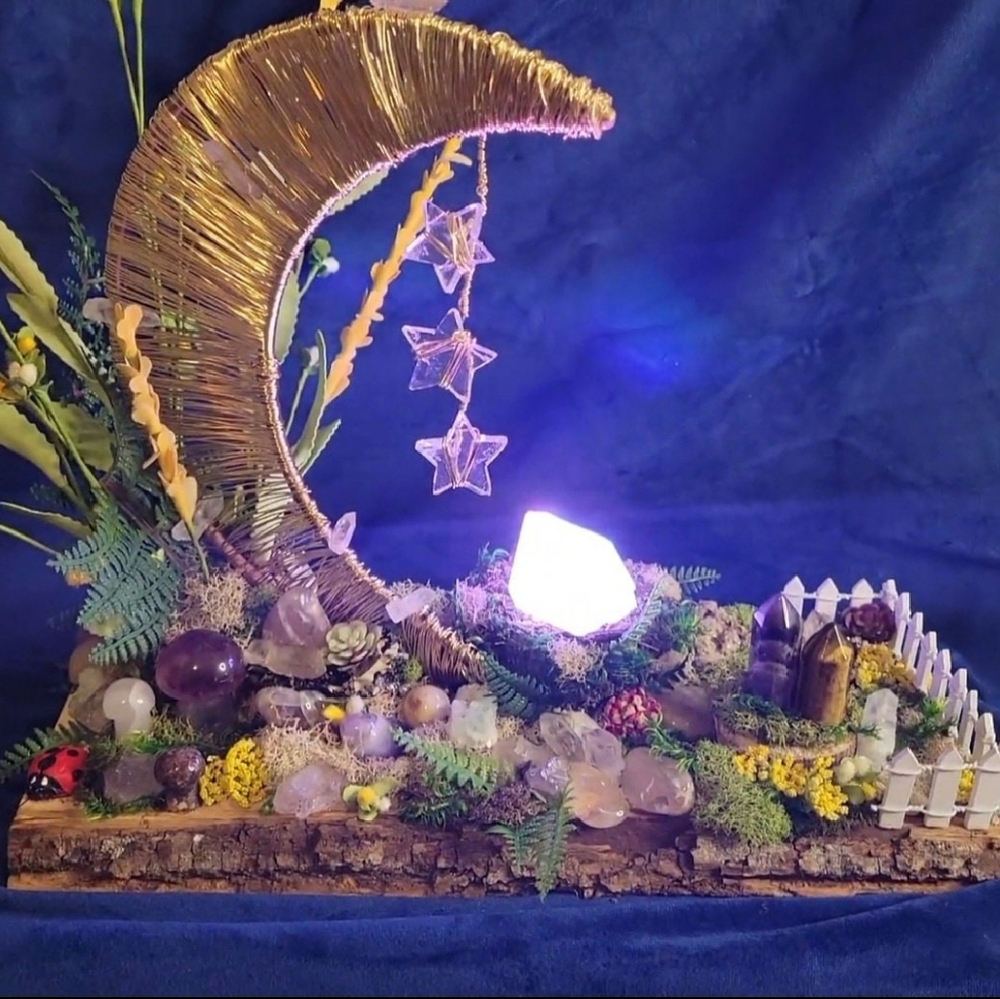 12"L 2.4lbs | Handmade Mystical Luna Enchanted Crystal Garden| Home Decor | Gift